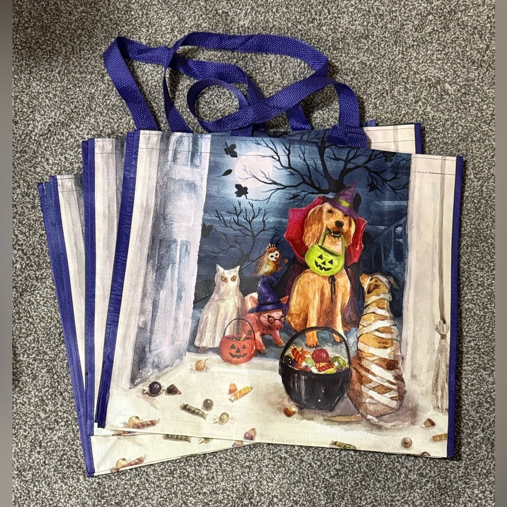 TJ Maxx Halloween Reusable Shopping Tote Bag Golden Retriever Ghost Mummy Mummy